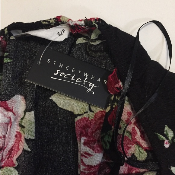 Black Floral Strappy Wide Leg Jumpsuit Sz S NWT - Picture 7 of 15